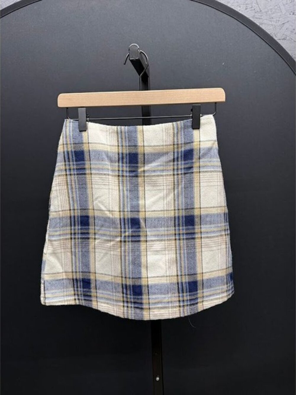 Blue Rain Plaid A-Line Skirt